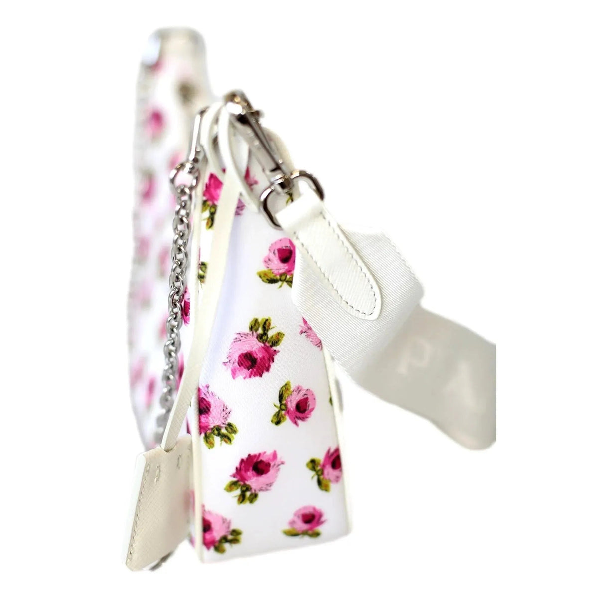 Prada Re - Edition Hobo Bag Tessuto Nylon Womens Mini Pink and White Floral - Handbags - Clayton's Online Store