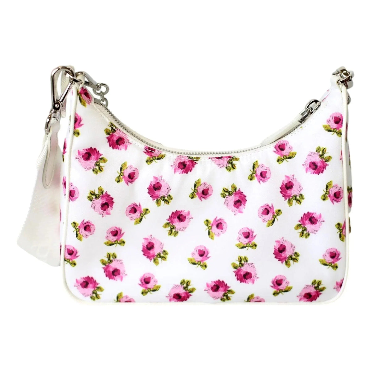 Prada Re - Edition Hobo Bag Tessuto Nylon Womens Mini Pink and White Floral - Handbags - Clayton's Online Store