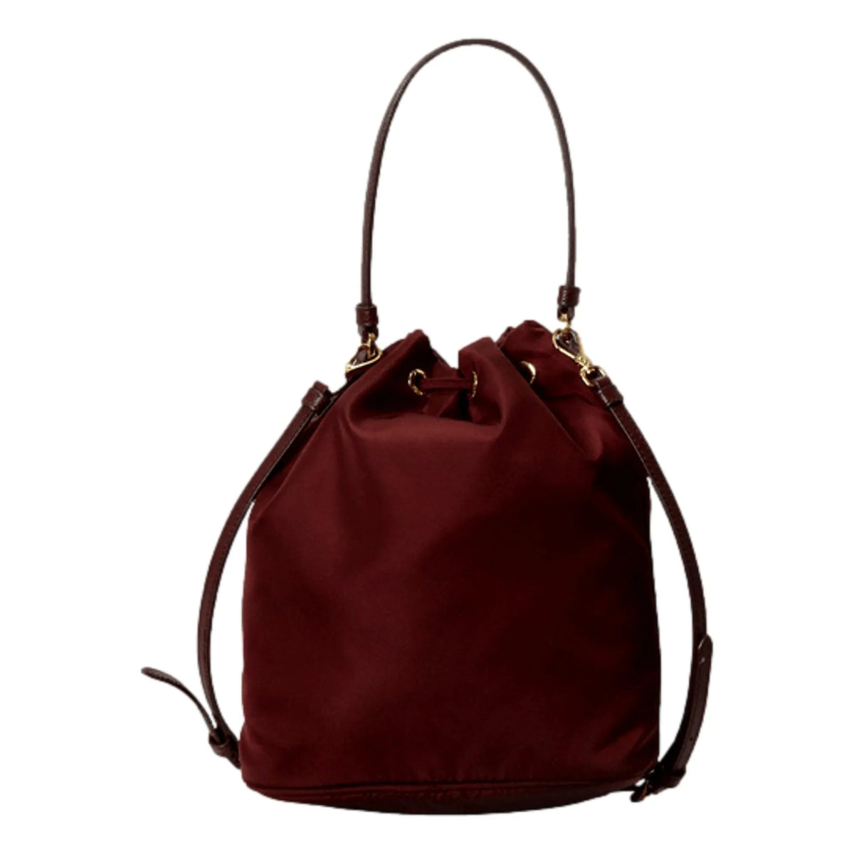 Prada Re - Edition Re - Nylon Duet Mini Bucket Crossbody Bag Granato Burgundy - Handbags - Clayton's Online Store