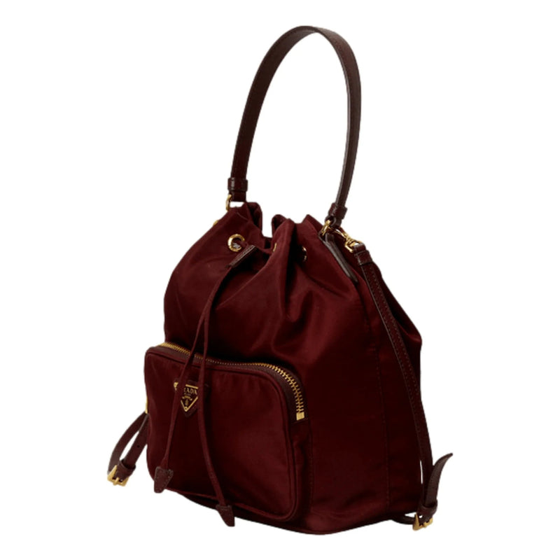 Prada Re - Edition Re - Nylon Duet Mini Bucket Crossbody Bag Granato Burgundy - Handbags - Clayton's Online Store