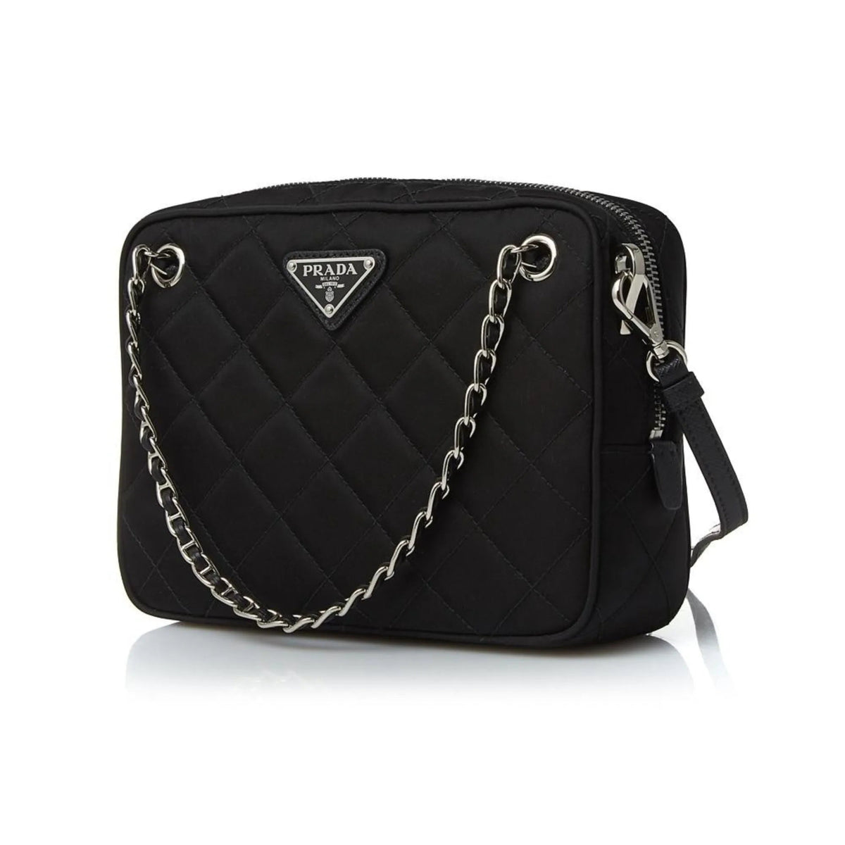 Prada Re - Edtion Nylon Quilted Black Triangle Logo Crossbody Bag - Handbags - Clayton's Online Store