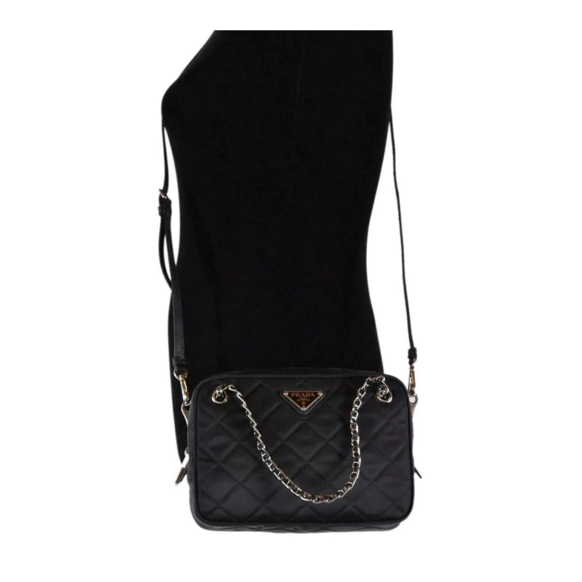 Prada Re - Edtion Nylon Quilted Black Triangle Logo Crossbody Bag - Handbags - Clayton's Online Store