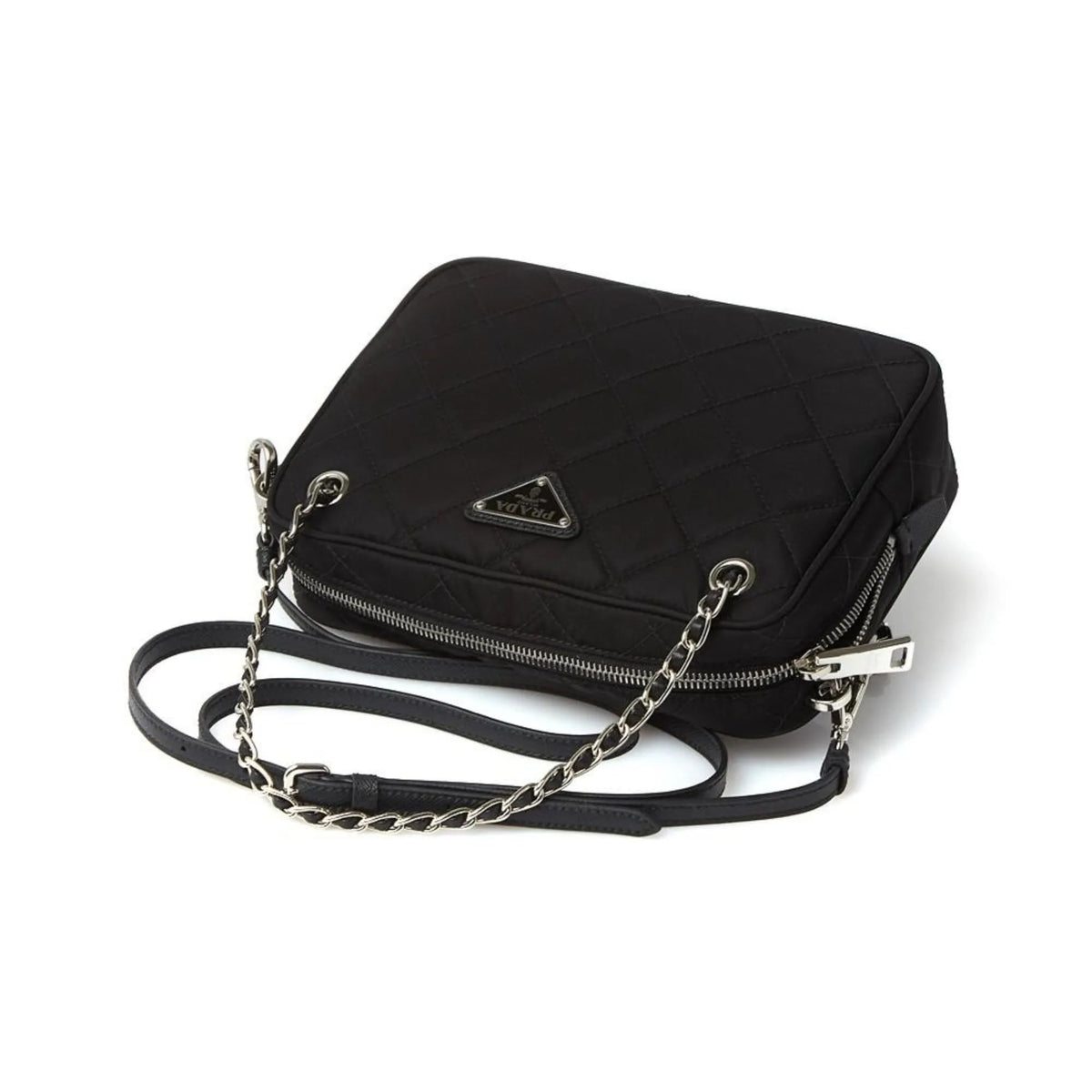 Prada Re - Edtion Nylon Quilted Black Triangle Logo Crossbody Bag - Handbags - Clayton's Online Store