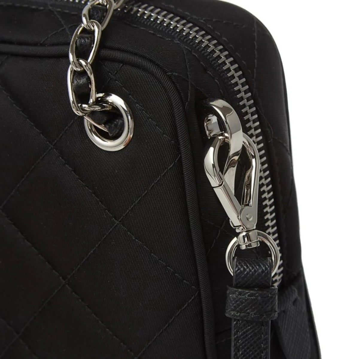 Prada Re - Edtion Nylon Quilted Black Triangle Logo Crossbody Bag - Handbags - Clayton's Online Store