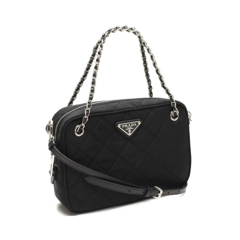 Prada Re - Edtion Nylon Quilted Black Triangle Logo Crossbody Bag - Handbags - Clayton's Online Store