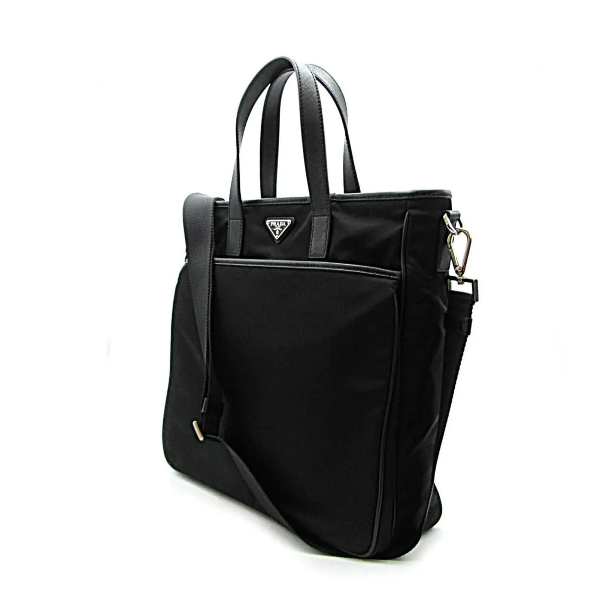 Prada Re - Nylon Black Nylon and Saffiano Large Crossbody Tote Bag - Handbags - Clayton's Online Store