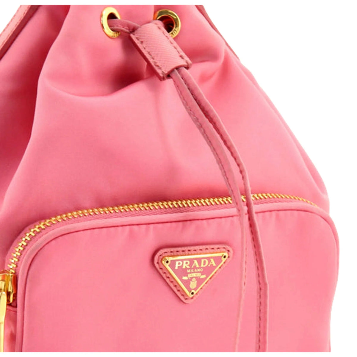 Prada Re - Nylon Saffiano Duet Bucket Crossbody Bag Small Begonia Pink - Handbags - Clayton's Online Store