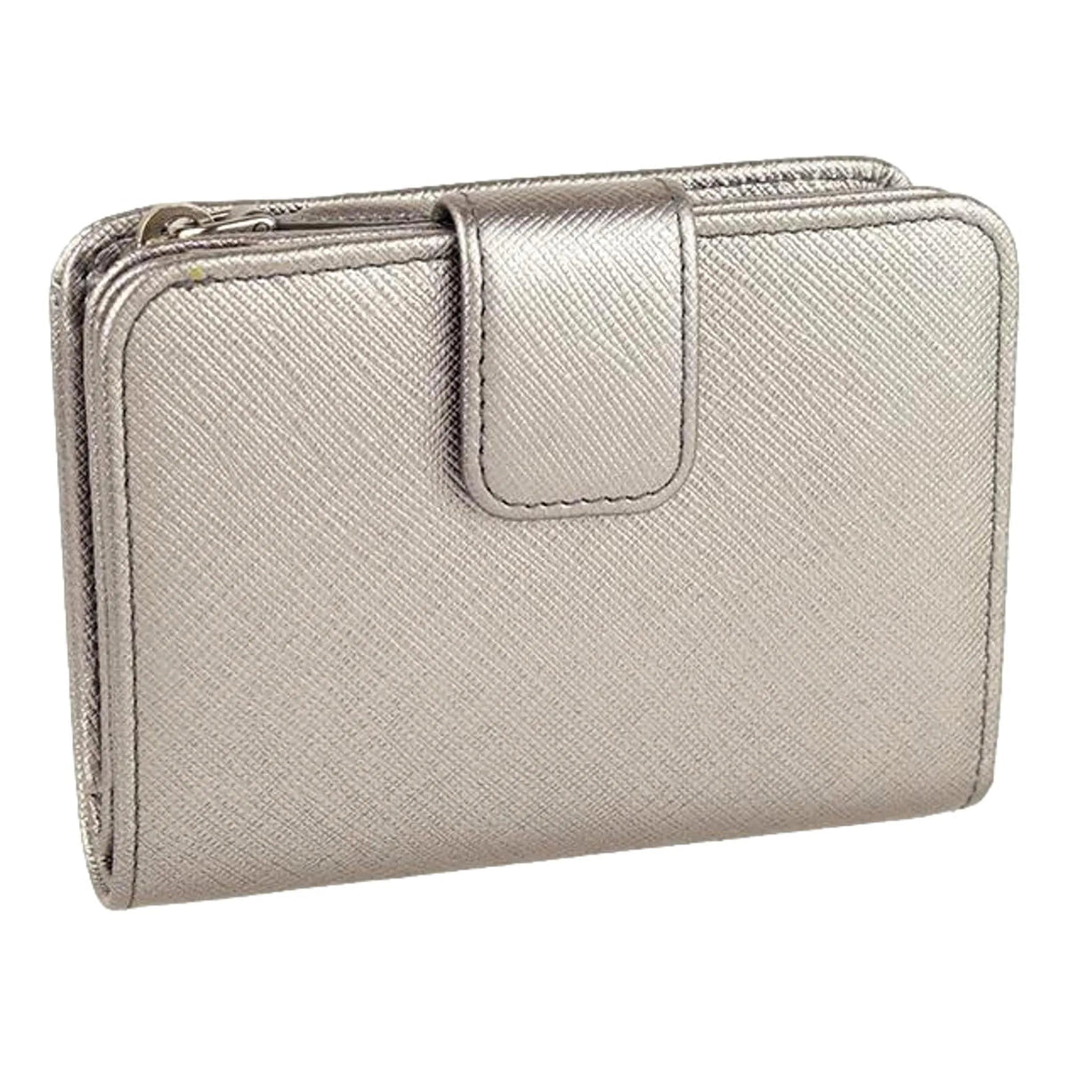 Prada Ribbon Saffiano Metallic Silver and Beige Leather Bifold Wallet - Wallets - Clayton's Online Store