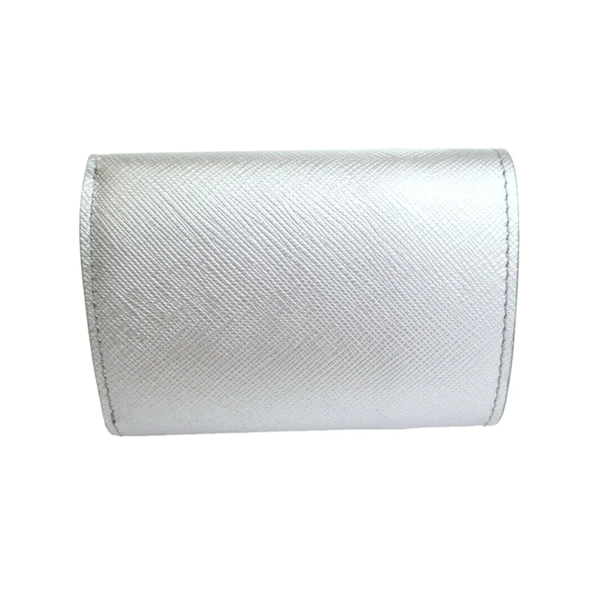 Prada Ribbon Saffiano Metallic Silver and Beige Leather Trifold Wallet - Wallets - Clayton's Online Store