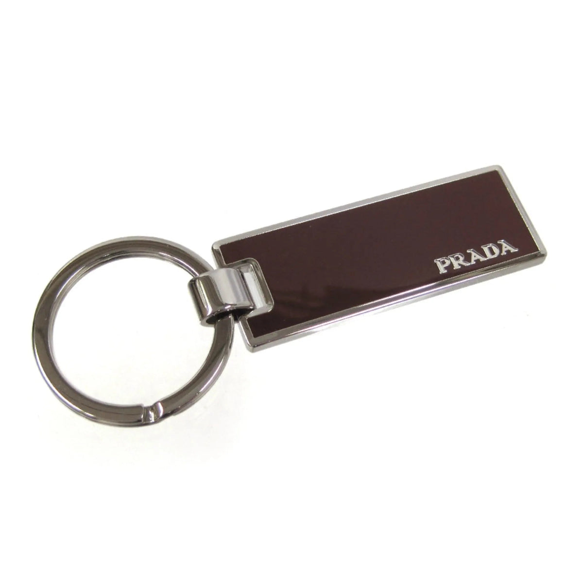 Prada Rubino Red Enamel Silver Metal Keyring Keychain - Keychains - Clayton's Online Store