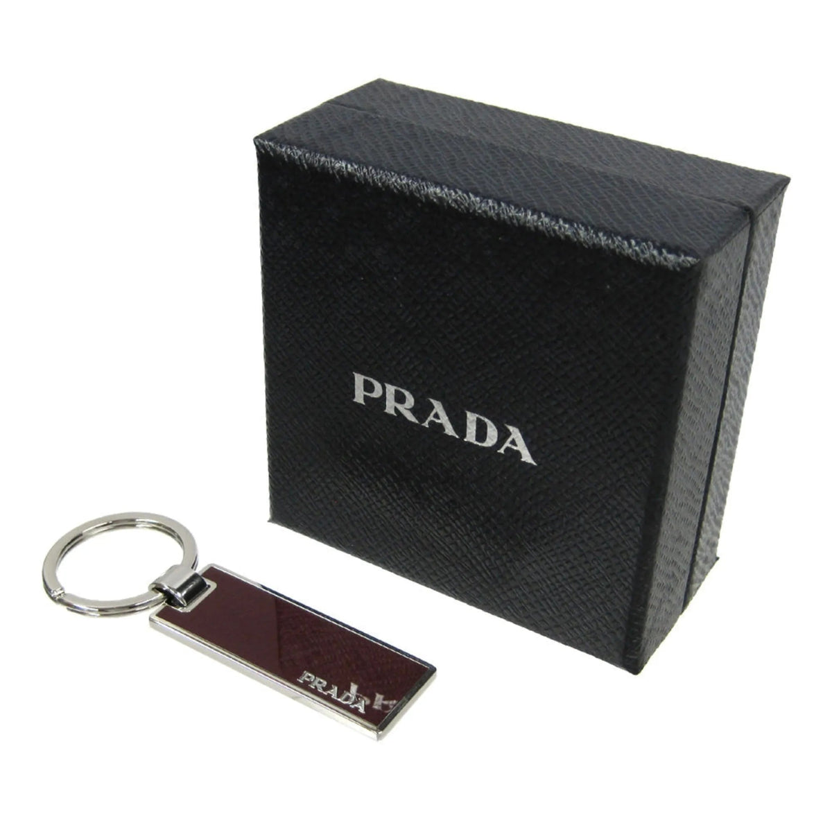 Prada Rubino Red Enamel Silver Metal Keyring Keychain - Keychains - Clayton's Online Store