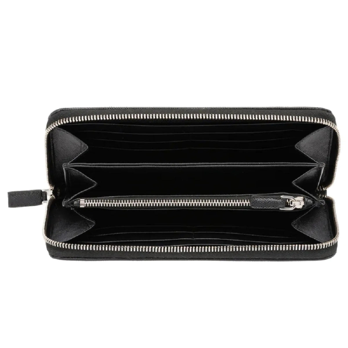 Prada Saffiano Active Black Leather Stripe Zip Around Wallet - Wallets - Clayton's Online Store