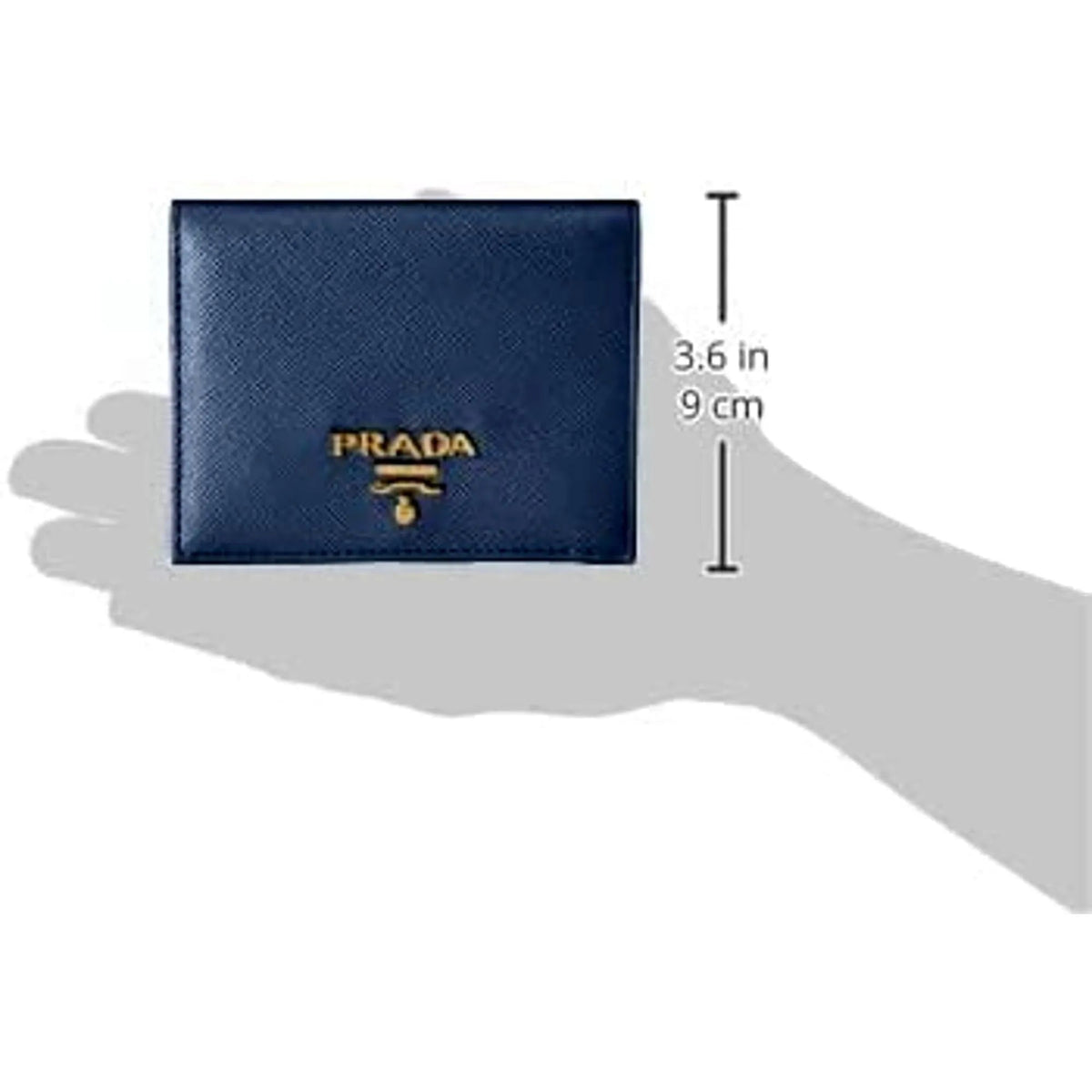 Prada Saffiano Baltico Blue Leather Gold Logo Bifold Snap Wallet - Wallets - Clayton's Online Store