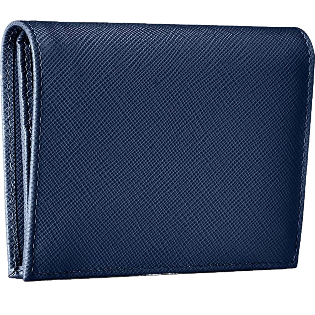 Prada Saffiano Baltico Blue Leather Gold Logo Bifold Snap Wallet - Wallets - Clayton's Online Store