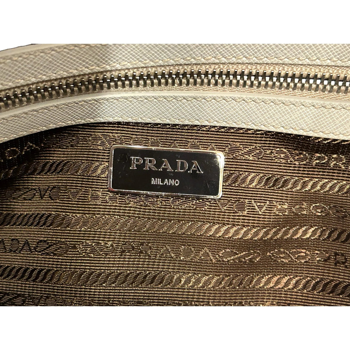 Prada Saffiano Ivory Leather Satchel Weekender Travel Tote Bag Crossbody - Handbags - Clayton's Online Store