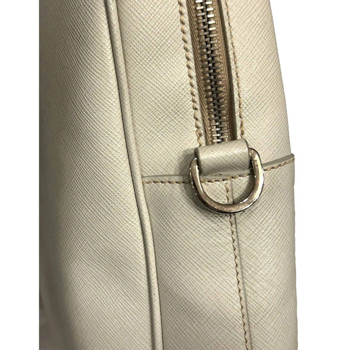 Prada Saffiano Ivory Leather Satchel Weekender Travel Tote Bag Crossbody - Handbags - Clayton's Online Store