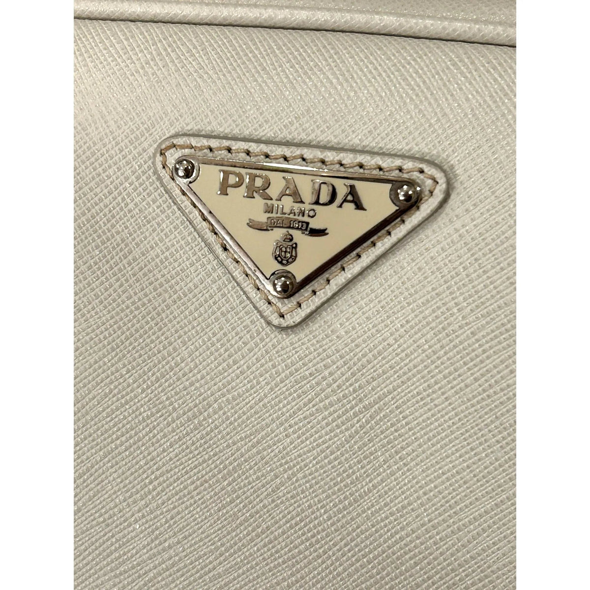 Prada Saffiano Ivory Leather Satchel Weekender Travel Tote Bag Crossbody - Handbags - Clayton's Online Store