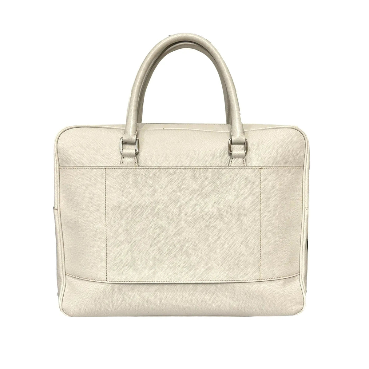 Prada Saffiano Ivory Leather Satchel Weekender Travel Tote Bag Crossbody - Handbags - Clayton's Online Store