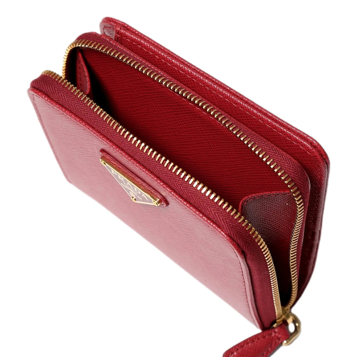 Prada Saffiano Leather Bi - fold Zip Wallet Fuoco Red - Wallets - Clayton's Online Store