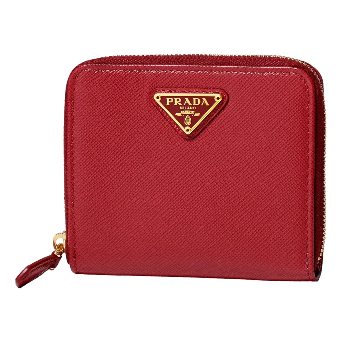 Prada Saffiano Leather Bi - fold Zip Wallet Fuoco Red - Wallets - Clayton's Online Store