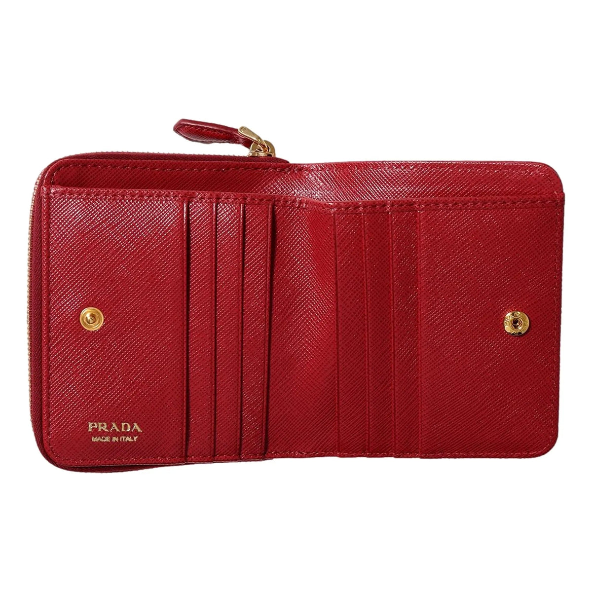 Prada Saffiano Leather Bi - fold Zip Wallet Red - Wallets - Clayton's Online Store