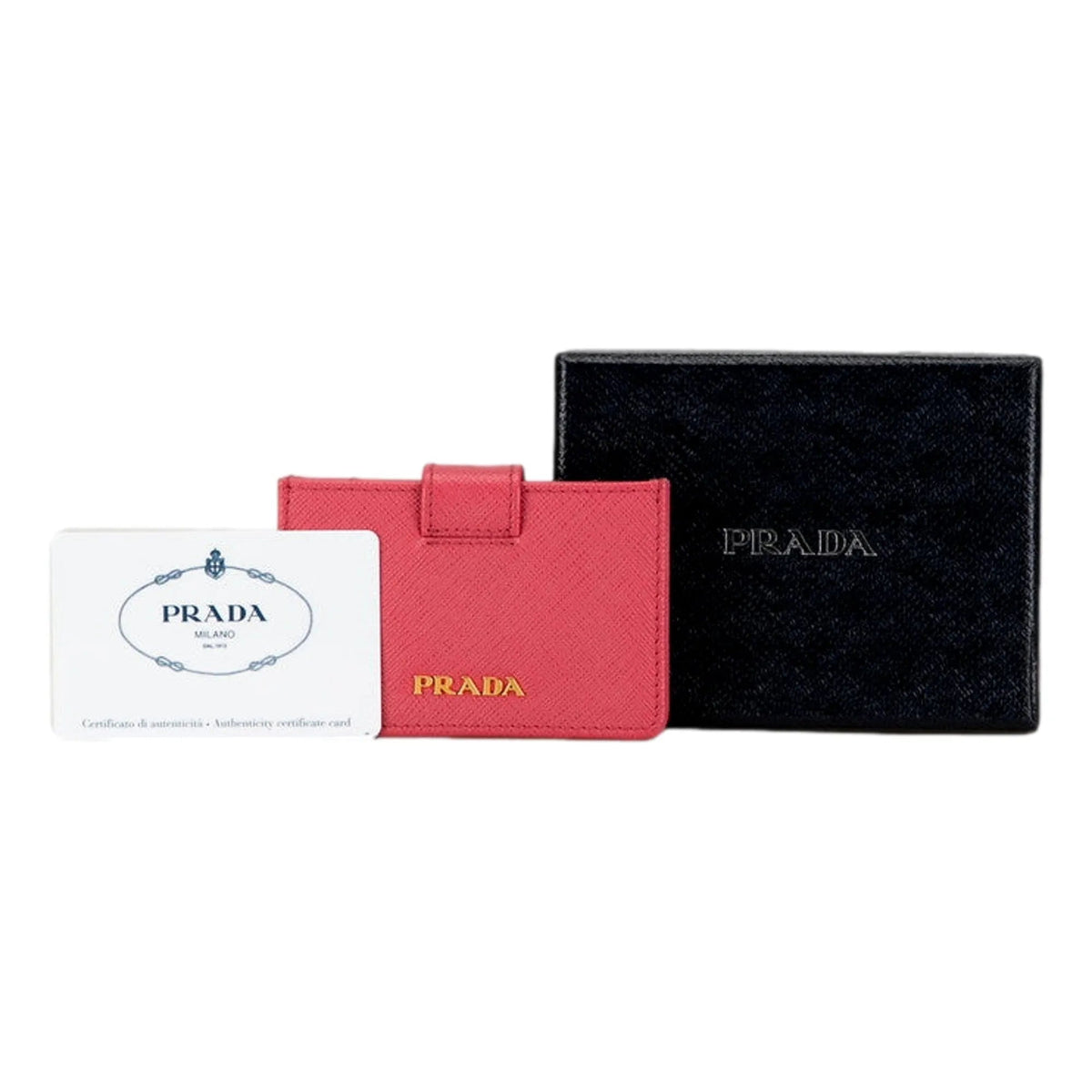 Prada Saffiano Leather Card Case Passcase Card Accordion Peonia Pink - Wallets - Clayton's Online Store