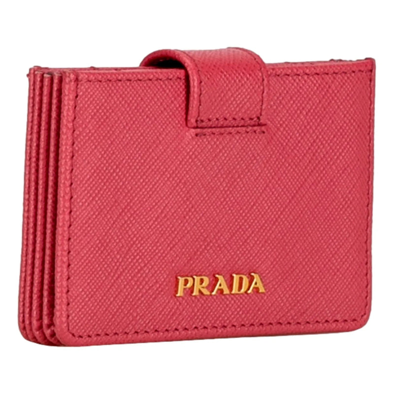 Prada Saffiano Leather Card Case Passcase Card Accordion Peonia Pink - Wallets - Clayton's Online Store