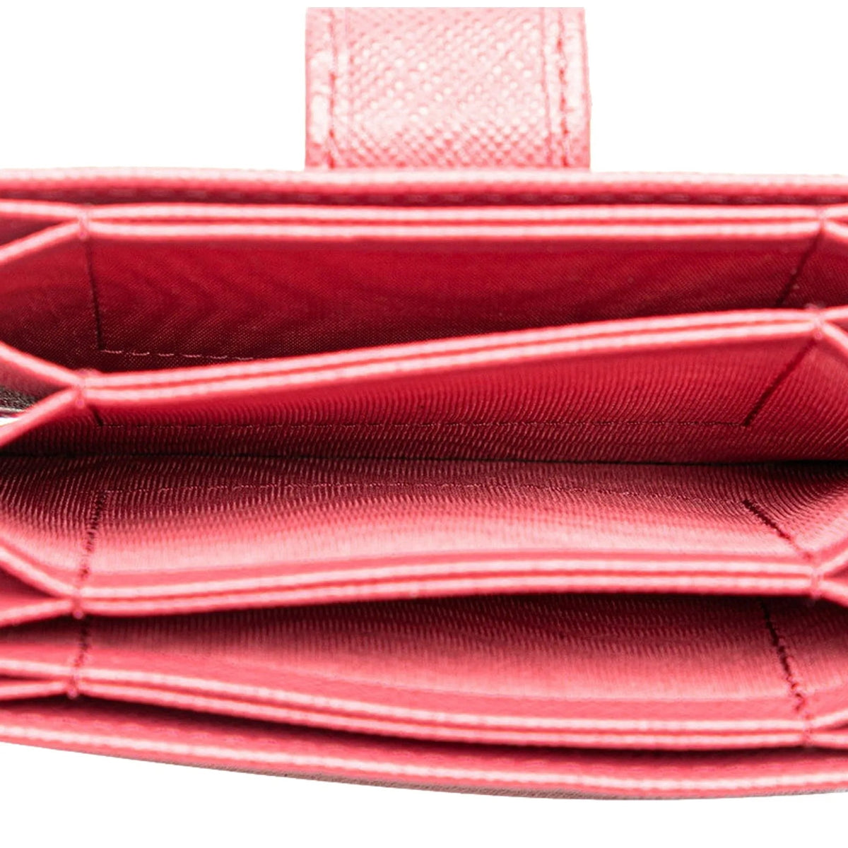 Prada Saffiano Leather Card Case Passcase Card Accordion Peonia Pink - Wallets - Clayton's Online Store