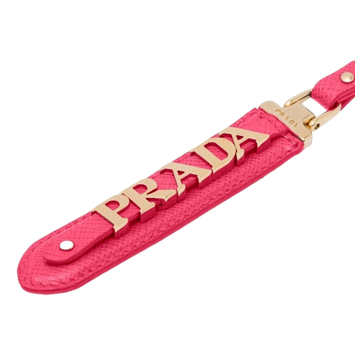 Prada Saffiano Leather Clip Keychain Peony Pink Gold Logo Lettering - Keychains - Clayton's Online Store