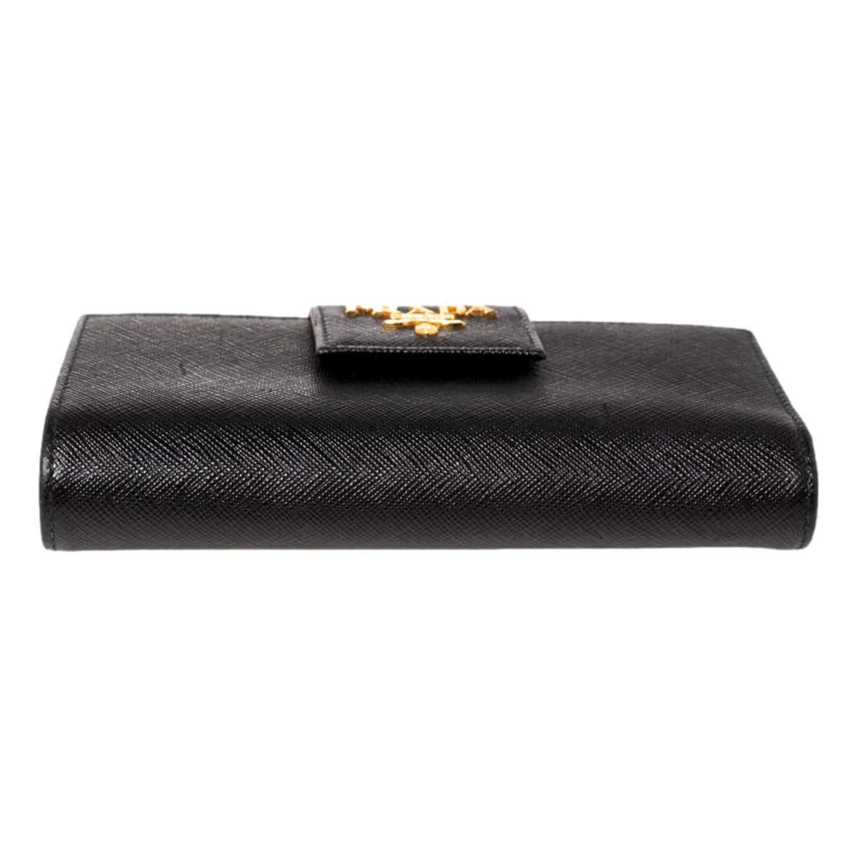 Prada Saffiano Leather Long Wallet Womens Nero Black and Gold - Wallets - Clayton's Online Store