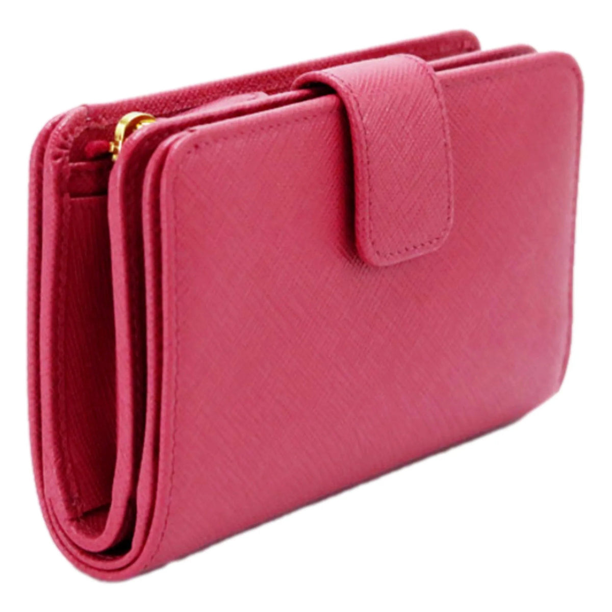 Prada Saffiano Leather Small Wallet with Zipper Peonia Pink Metal Logo - Wallets - Clayton's Online Store