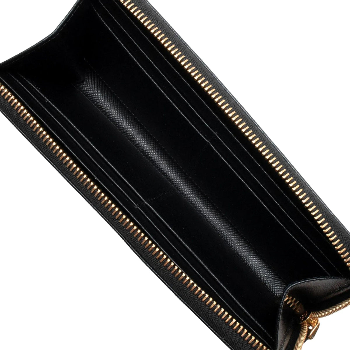 Prada Saffiano Long Continental Zip Wallet Black Leather Gold Logo - Wallets - Clayton's Online Store