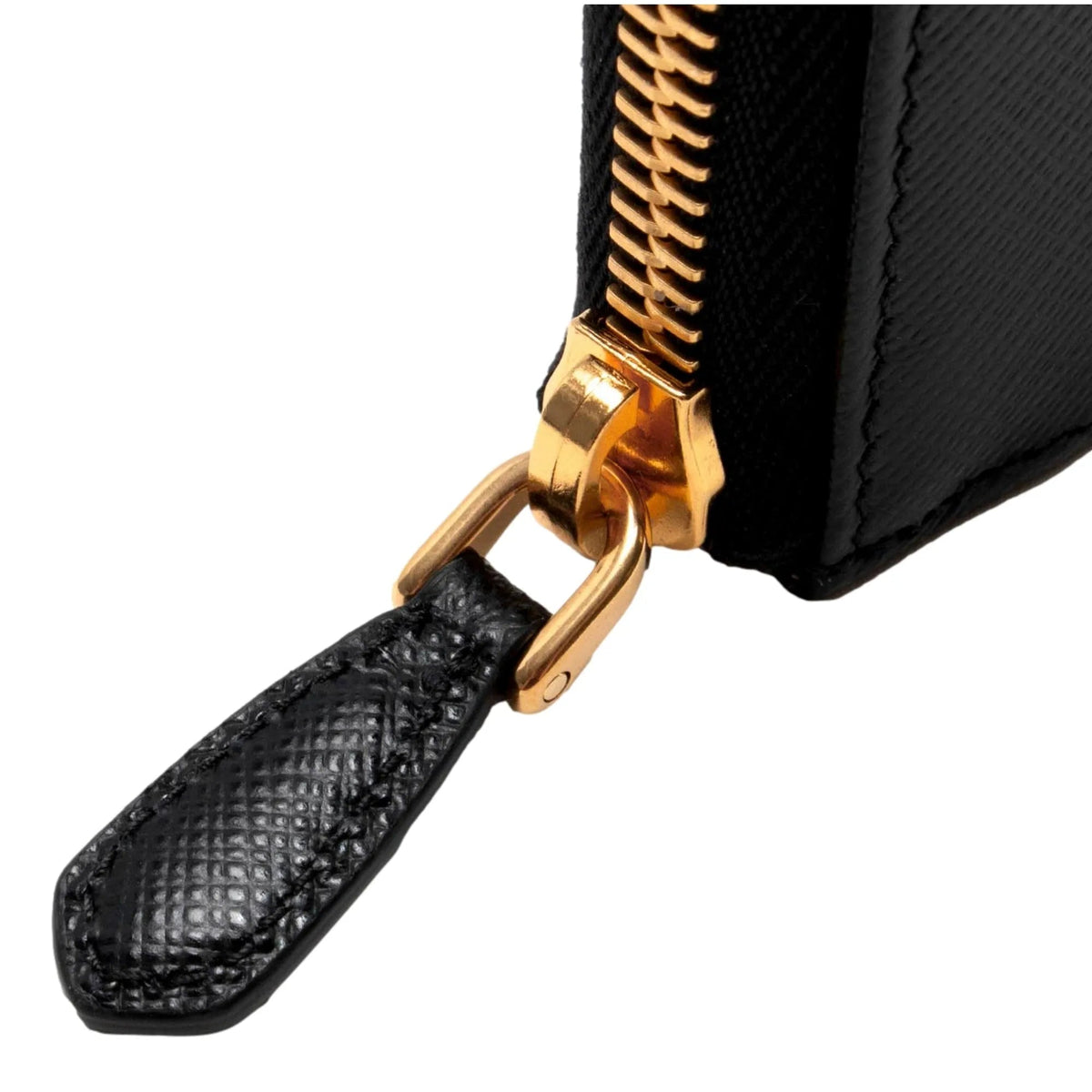 Prada Saffiano Long Continental Zip Wallet Black Leather Gold Logo - Wallets - Clayton's Online Store