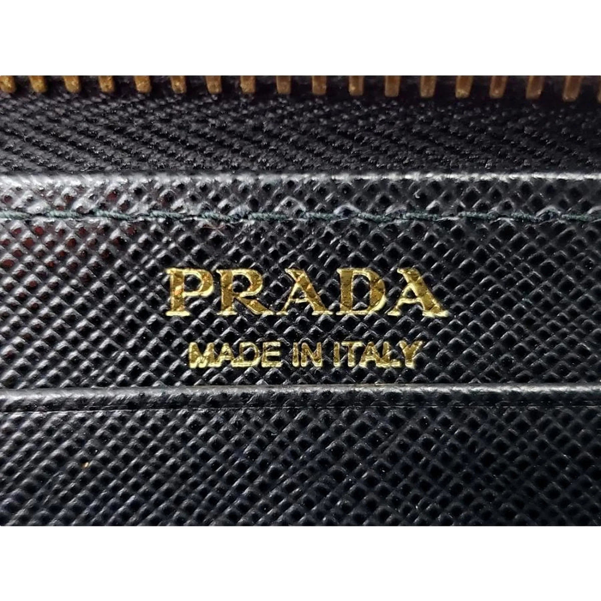 Prada Saffiano Long Continental Zip Wallet Black Leather Gold Logo - Wallets - Clayton's Online Store