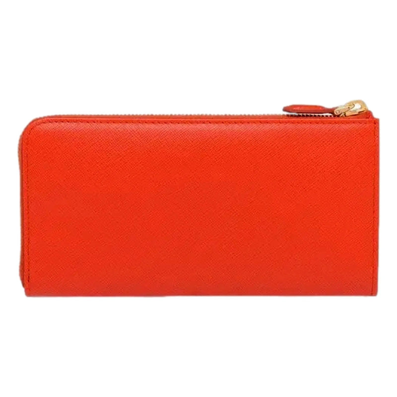 Prada Saffiano Long Continental Zip Wallet Orange Leather Gold Logo - Wallets - Clayton's Online Store