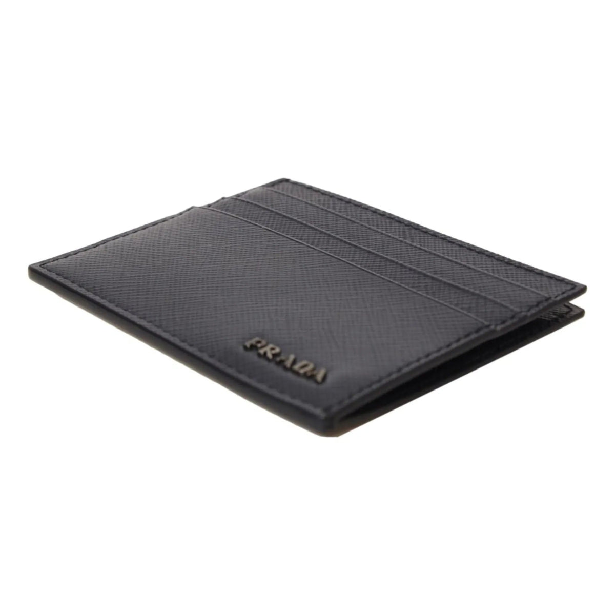 Prada Saffiano Mens Baltico Blue Credit Card Wallet Silver Logo - Wallets - Clayton's Online Store