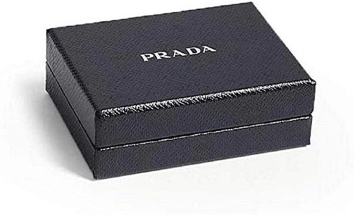 Prada Saffiano Mens Baltico Blue Credit Card Wallet Silver Logo - Wallets - Clayton's Online Store