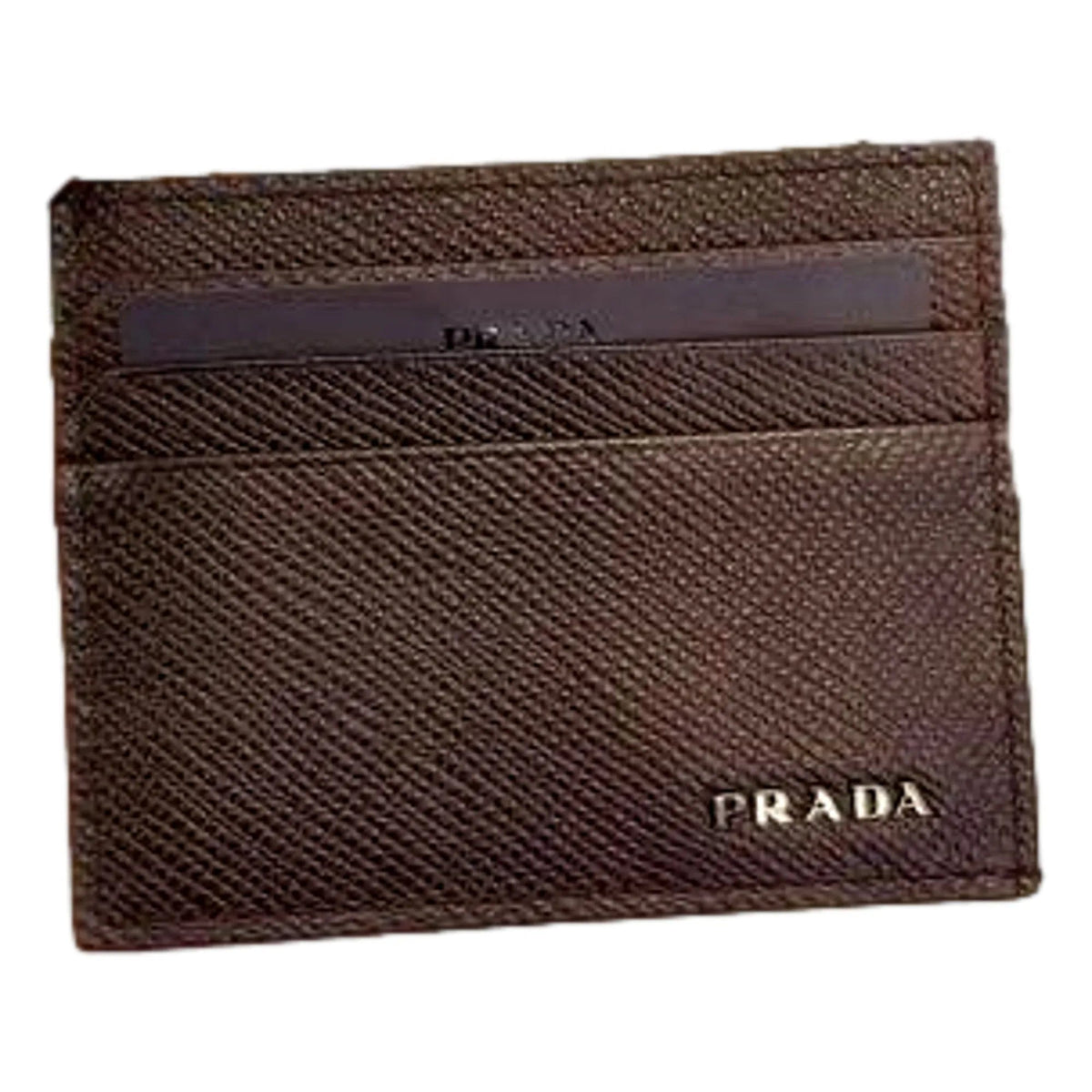 Prada Saffiano Mens Bruciato Brown Credit Card Wallet - Wallets - Clayton's Online Store