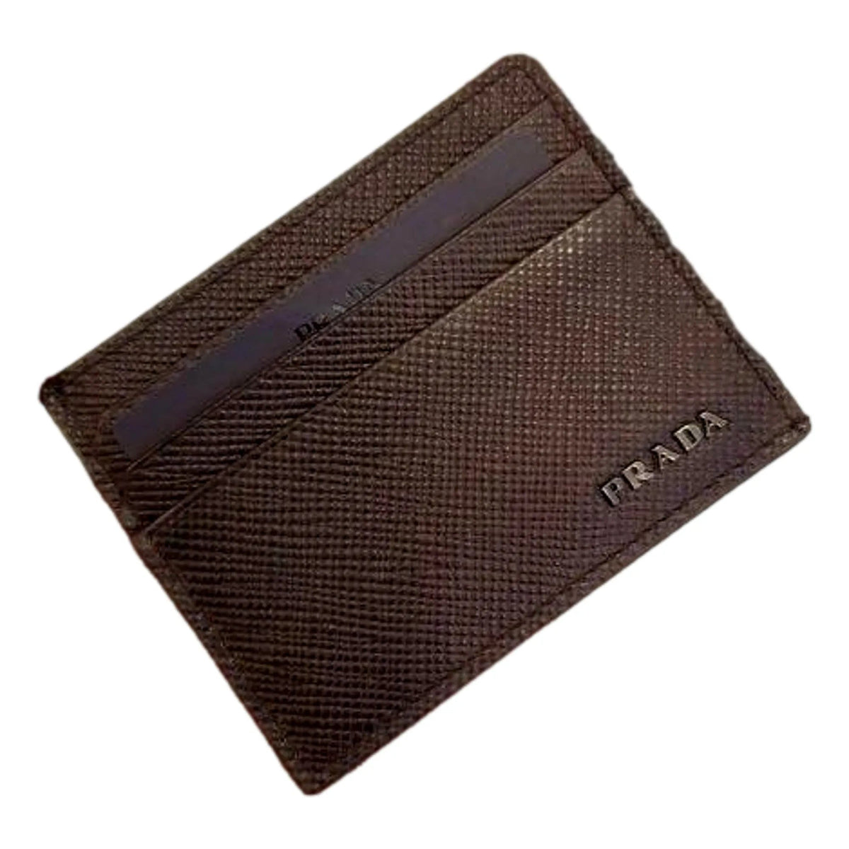 Prada Saffiano Mens Bruciato Brown Credit Card Wallet - Wallets - Clayton's Online Store