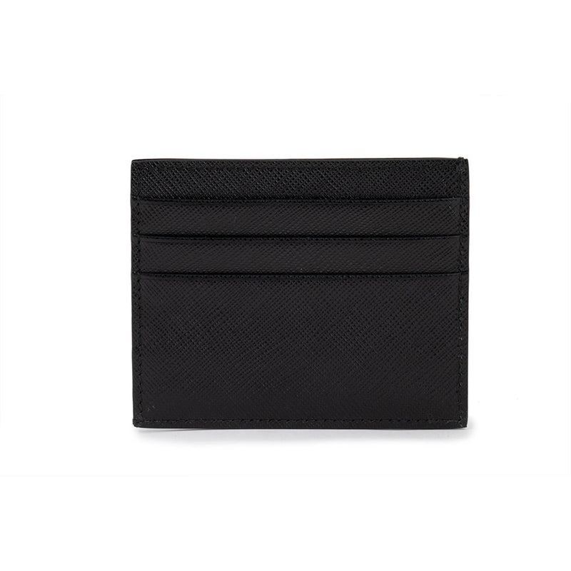 Prada Saffiano Mens Credit Card Wallet Black Nero Silver Logo - Wallets - Clayton's Online Store