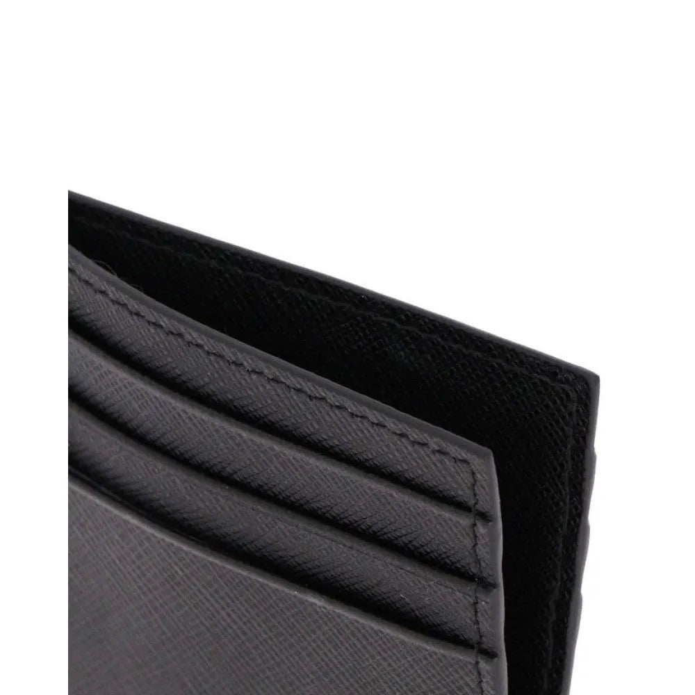 Prada Saffiano Mens Credit Card Wallet Black Nero Silver Logo - Wallets - Clayton's Online Store