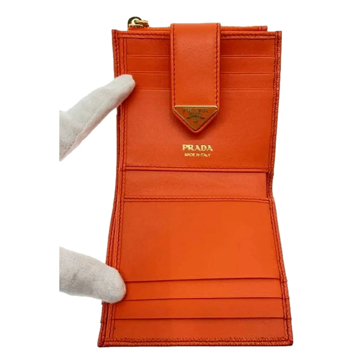 Prada Saffiano Smooth Leather Logo Card Holder Wallet Arancio Orange - Wallets - Clayton's Online Store