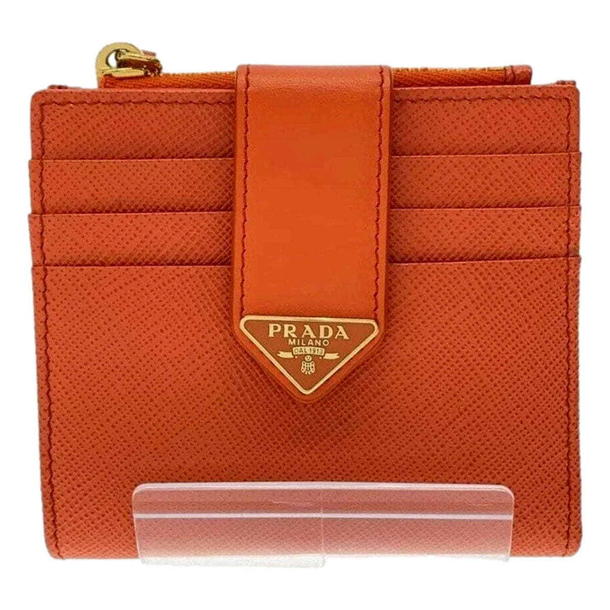 Prada Saffiano Smooth Leather Logo Card Holder Wallet Arancio Orange - Wallets - Clayton's Online Store