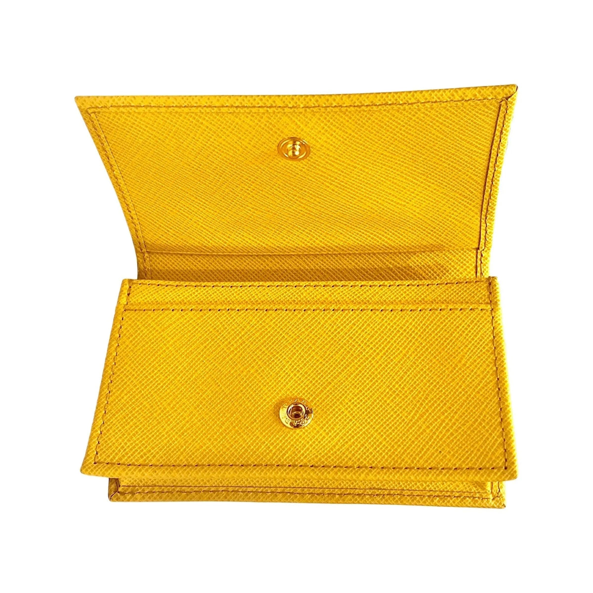 Prada Saffiano Yellow Leather Card Case Wallet - Wallets - Clayton's Online Store