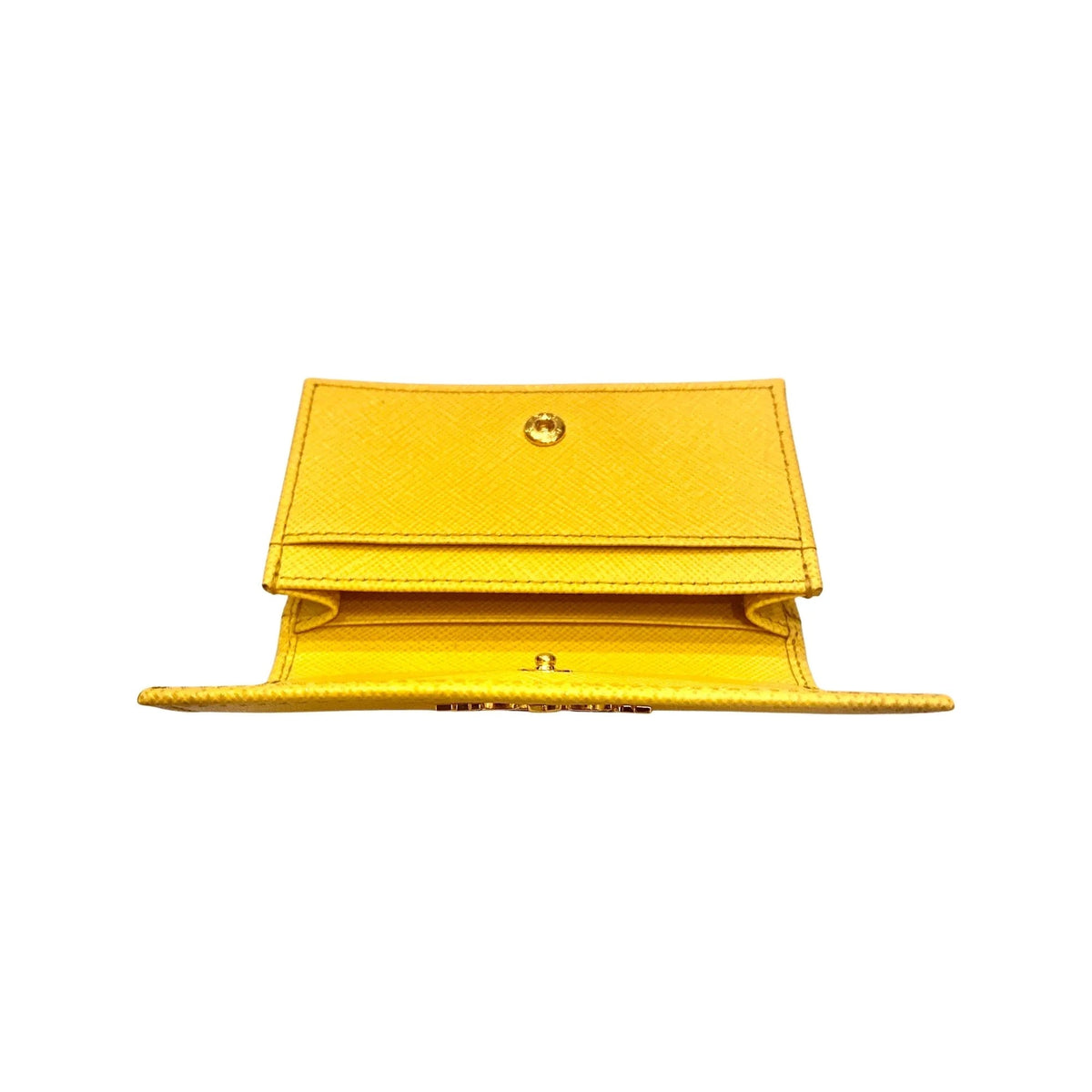 Prada Saffiano Yellow Leather Card Case Wallet - Wallets - Clayton's Online Store