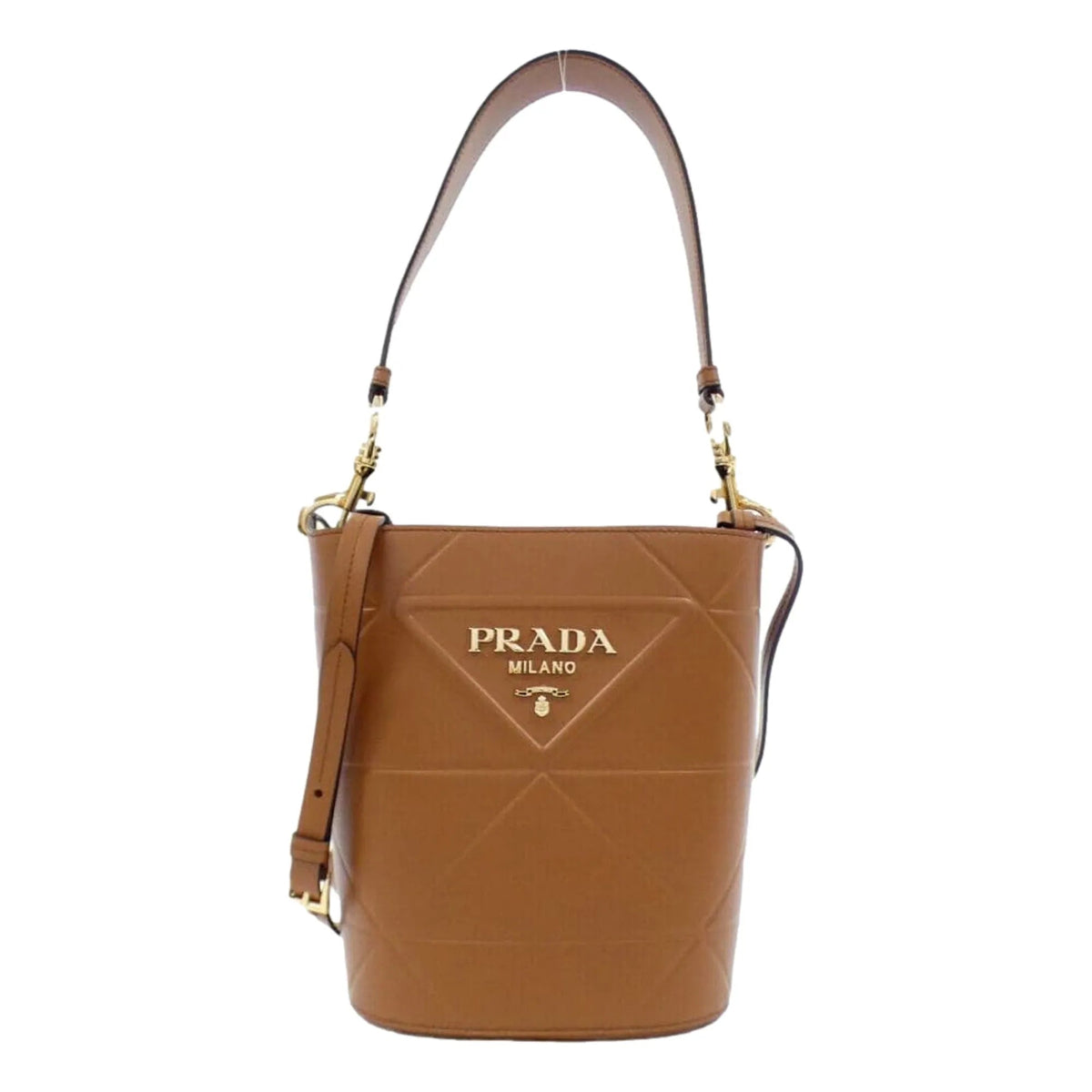 Prada Soft Calf Leather Bucket Crossbody Handbag Cognac Brown - Handbags - Clayton's Online Store