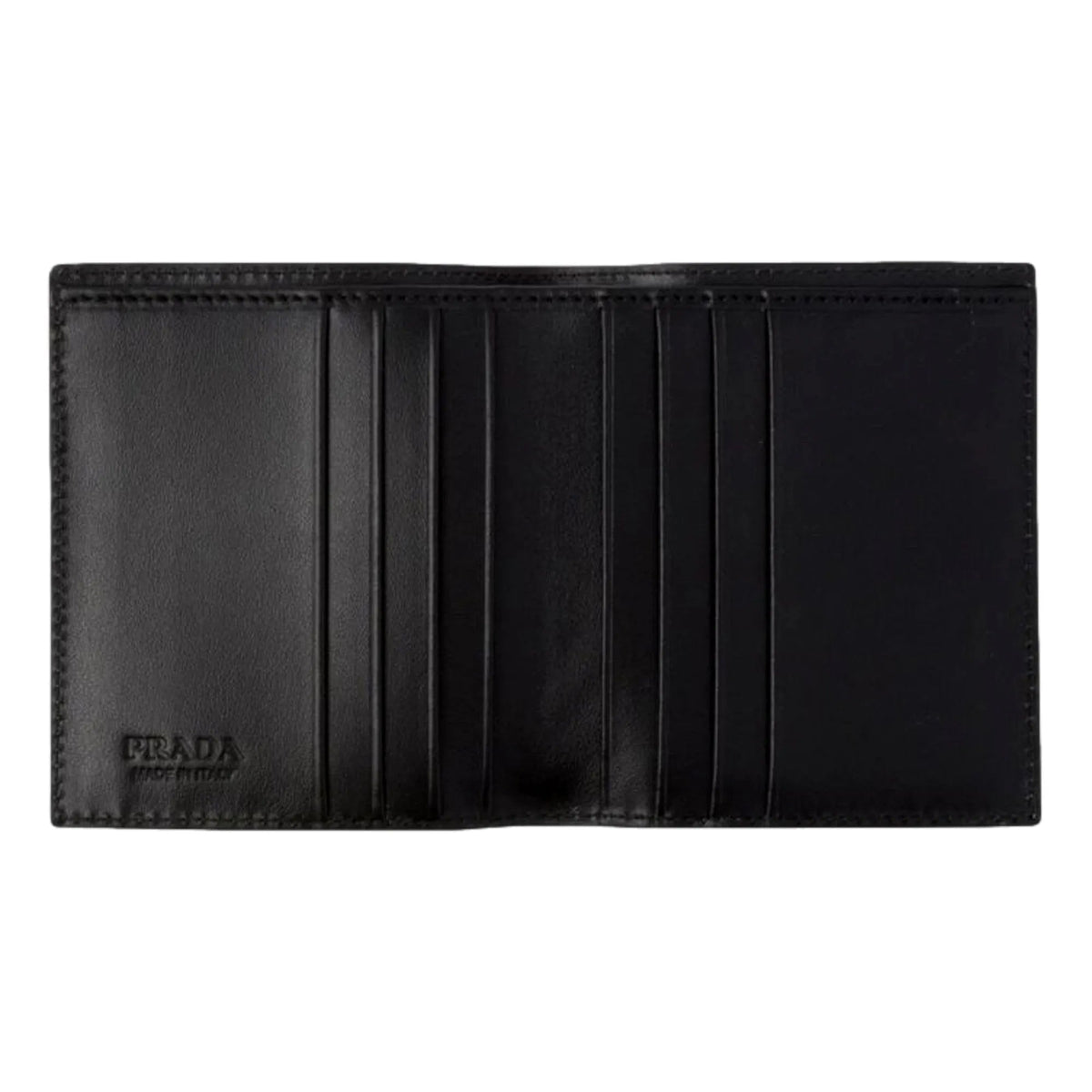 Prada Spazzolato Foldover Card Wallet Metallic Silver Embossed Leather - Wallets - Clayton's Online Store