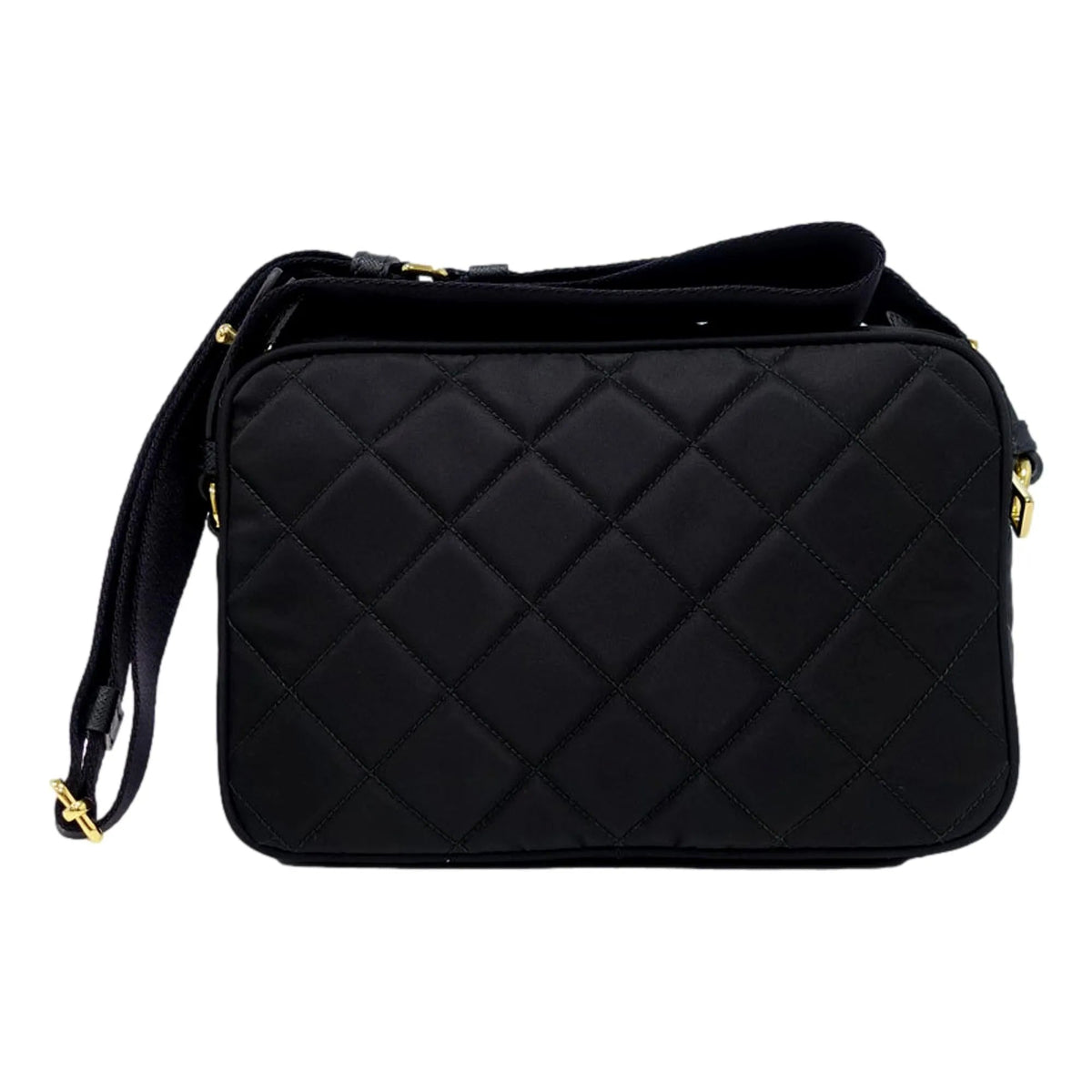 Prada Tessuto Black Quilted Nylon Triangle Logo Camera Crossbody Bag - Handbags - Clayton's Online Store