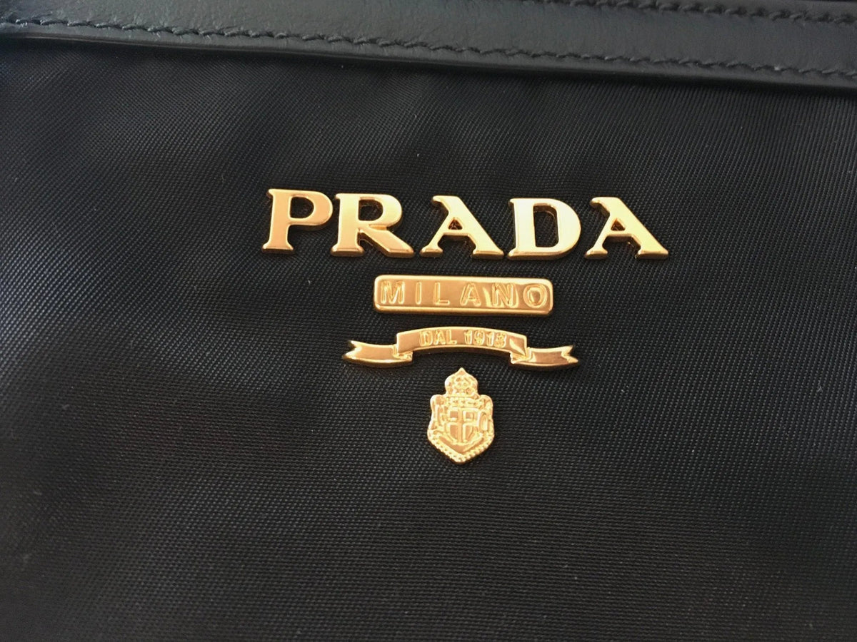 Prada Tessuto Nylon Black Saffiano Medium Handbag Satchel - Handbags - Clayton's Online Store