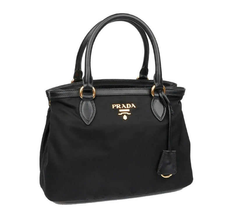 Prada Tessuto Nylon Black Saffiano Medium Handbag Satchel - Handbags - Clayton's Online Store